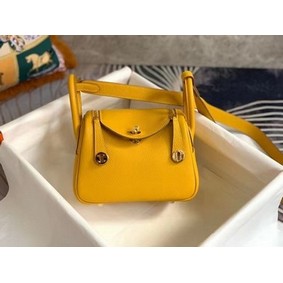 Fake Hermes mini Lindy Original Togo Leather Bag OLD19 yellow HMSU9AEDKYX