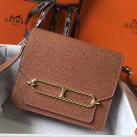 Hermes Mini Sac Roulis 18cm Bag In Brown Evercolor Calfskin Top Replica HMSH8O99Y6H