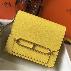 Hermes Mini Sac Roulis 18cm Bag In Yellow Evercolor Calfskin Top Replica HMS4S884BHM