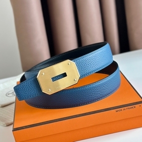Hermes Neo Reversible Belt 32MM in Blue Clemence Leather HMSD9YD8RA8