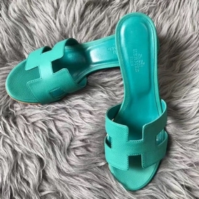 Hermes Oasis Sandals In Vert Veronese Epsom Leather Top Replica HMSOK84Z9E1