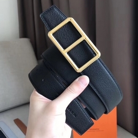 Hermes Officier Belt Buckle & Black 38MM Strap Replica HMS4627980B