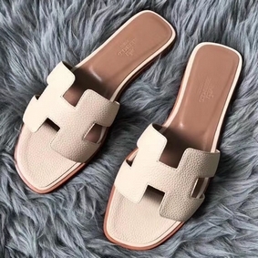 Best Quality Hermes Oran Sandals In Beton Clemence Leather HMSFZAAO8M8