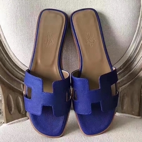 Hermes Oran Sandals In Blue Epsom Leather Replica HMS6307NQ19