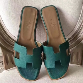 Hermes Oran Sandals In Malachite Epsom Leather Replica HMSMBP3CE7P