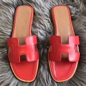 First-class Quality Hermes Oran Sandals In Red Swift Leather HMSS0FT879N