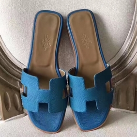Hermes Oran Sandals In Turquoise Epsom Leather Replica HMS61195TXH