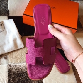 Cheap Hermes Oran Slide Sandals In Anemone Epsom Calfskin HMSDN91ON9R
