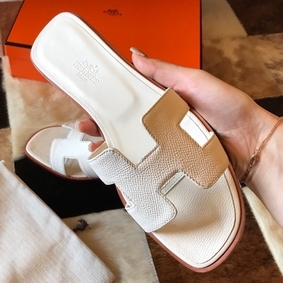 Fake Hermes Oran Slide Sandals In Beton Epsom Calfskin HMSY8EU10X0