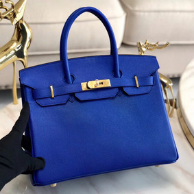 Hermes original Epsom Leather HB35O Electro optic blue&gold Metal HMSZ0732BF8