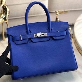 Hermes original Epsom Leather HB35O Electro optic blue&silver Metal 1:1 Replica HMSWY34HK97