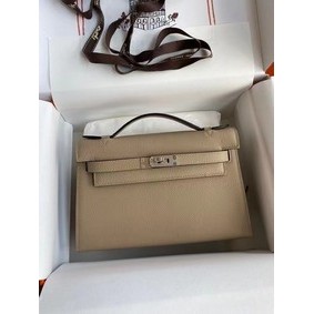 Hermes Original Epsom Leather KEL2278 grey&Silver-Tone Metal Top Replica HMS0826DNX6