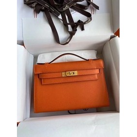 Hermes Original Epsom Leather KEL2278 orange&gold-Tone Metal 1:1 Replica HMS6S70HB2Q
