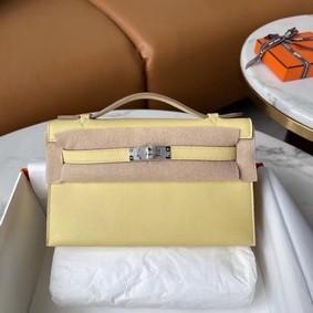 Replica Hermes Original Epsom Leather KEL2278 Pearl White&Silver-Tone Metal HMSQO11630L