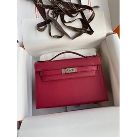 AAA Hermes Original Epsom Leather KEL2278 purplish&Silver-Tone Metal HMSLTQ2TL6Y