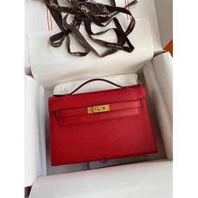 Hermes Original Epsom Leather KEL2278 red&gold-Tone Metal Top Replica HMS4U0ELMKA
