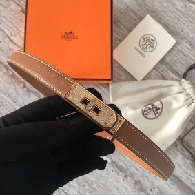 Replica Hermes original epsom leather Kelly belt H069853 brown HMS2TEVUMCX