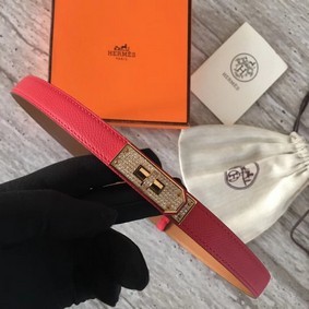 Hermes original epsom leather Kelly belt H069853 red Replica HMSOZXJOHN0