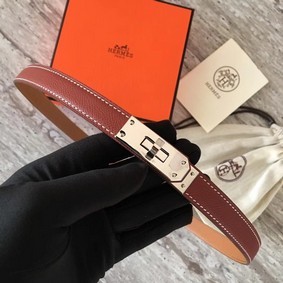 AAA Hermes original epsom leather Kelly belt H069854 fuchsia silver plated metal HMSBVV62X70