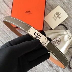 Hermes original epsom leather Kelly belt H069854 grey silver plated metal Replica HMS71AC1Y94