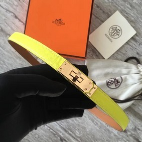 Hermes original epsom leather Kelly belt H069854 lemon gold plated metal HMS7B2X066T