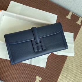 Copy Hermes Original Espom Leather Clutch 37088 Sapphire blue HMSMNJ3E7VT