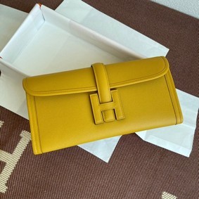 Fake Hermes Original Espom Leather Clutch 37088 yellow HMSKALJIROU