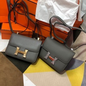 AAA Hermes Original Espom Leather Constance Bag 5333 dark gray HMS90TQEMS1