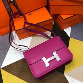 Hermes Original Espom Leather Constance Bag 5333 rose Replica HMSE4H9DZH6