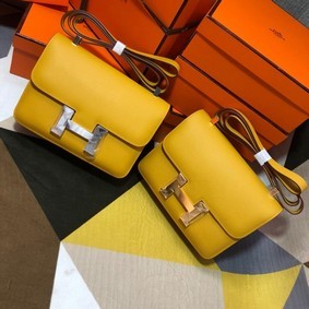 Cheap Hermes Original Espom Leather Constance Bag 5333 yellow HMSI1P47PSI