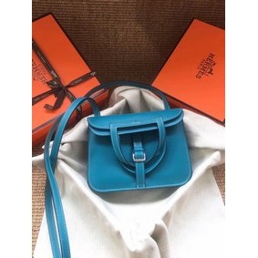 Hermes Original Halzan mini bag H069523 bleu zanzibar Replica HMS7XXG49FO