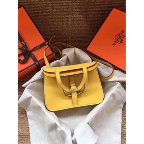 Knockoff Hermes Original Halzan mini bag H069523 yellow HMSN3D1G6KN
