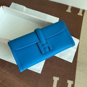 Hermes Original jige swift Leather Clutch 37088 blue Replica HMS6WRXO870