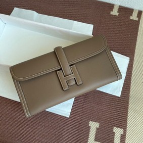 Hermes Original jige swift Leather Clutch 37088 dark gray HMS30SS789E