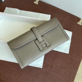 Hermes Original jige swift Leather Clutch 37088 gray 1:1 Replica HMS2HL0PQ2S