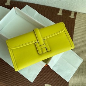 Hermes Original jige swift Leather Clutch 37088 lemon Top Replica HMS4KMH5C6P