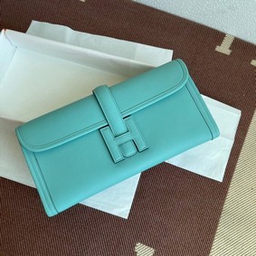 1:1 Replica Hermes Original jige swift Leather Clutch 37088 light blue HMS8EYE7Z45