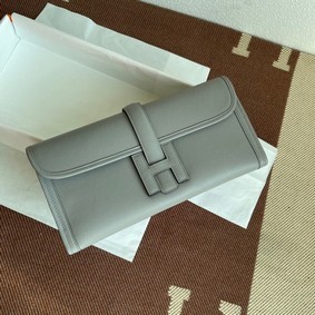 Knockoff Hermes Original jige swift Leather Clutch 37088 light gray HMS6UW1JNP7