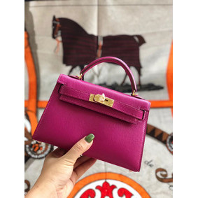 New Hermes original mini Kelly chevre mysore K19CM rose&Gold Metal HMS4G4SJ67L