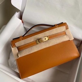 Hermes Original swift Leather KEL2278 brown&gold-Tone Metal Replica HMSOJNC23O0