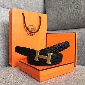Best Quality Hermes original togo 2 belt buckle & Reversible leather strap 32 mm H06454 black gold plated metal HMS9OP3N08O