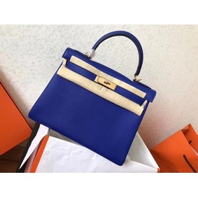 1:1 Replica Hermes original Togo leather kelly bag KL320 blue HMS1BP2HQ8F