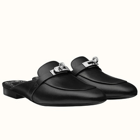 Hermes Oz Mules In Noir Calfskin Replica HMS8U80TS35