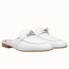 Hermes Oz Mules In White Calfskin Top Replica HMSU925J4I1
