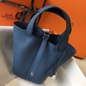 Hermes Picotin Lock 18 Bag In Blue Agate Clemence Leather HMSA8FT3148