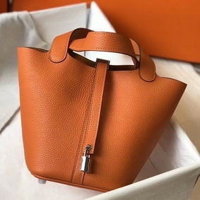 Fake Hermes Picotin Lock 18 Bag In Orange Clemence Leather HMS4IV5MN65