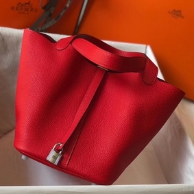 Hermes Picotin Lock 18 Bag In Red Clemence Leather Replica HMSWH0DCV0P