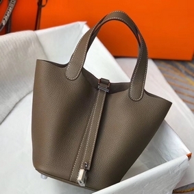 Hermes Picotin Lock 18 Bag In Trench Clemence Leather Replica HMSV2TROHBS