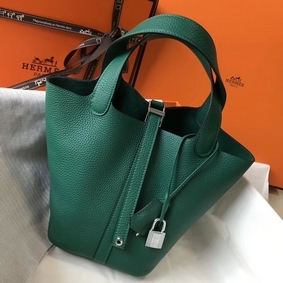 First-class Quality Hermes Picotin Lock 18 Bag In Vert Vertigo Clemence Leather HMS2SGOIT17