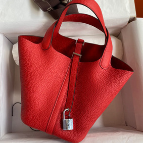 Top Replica Hermes Picotin Lock 18 Handmade Bag in Red Clemence Leather HMSTSJ2GIQ4